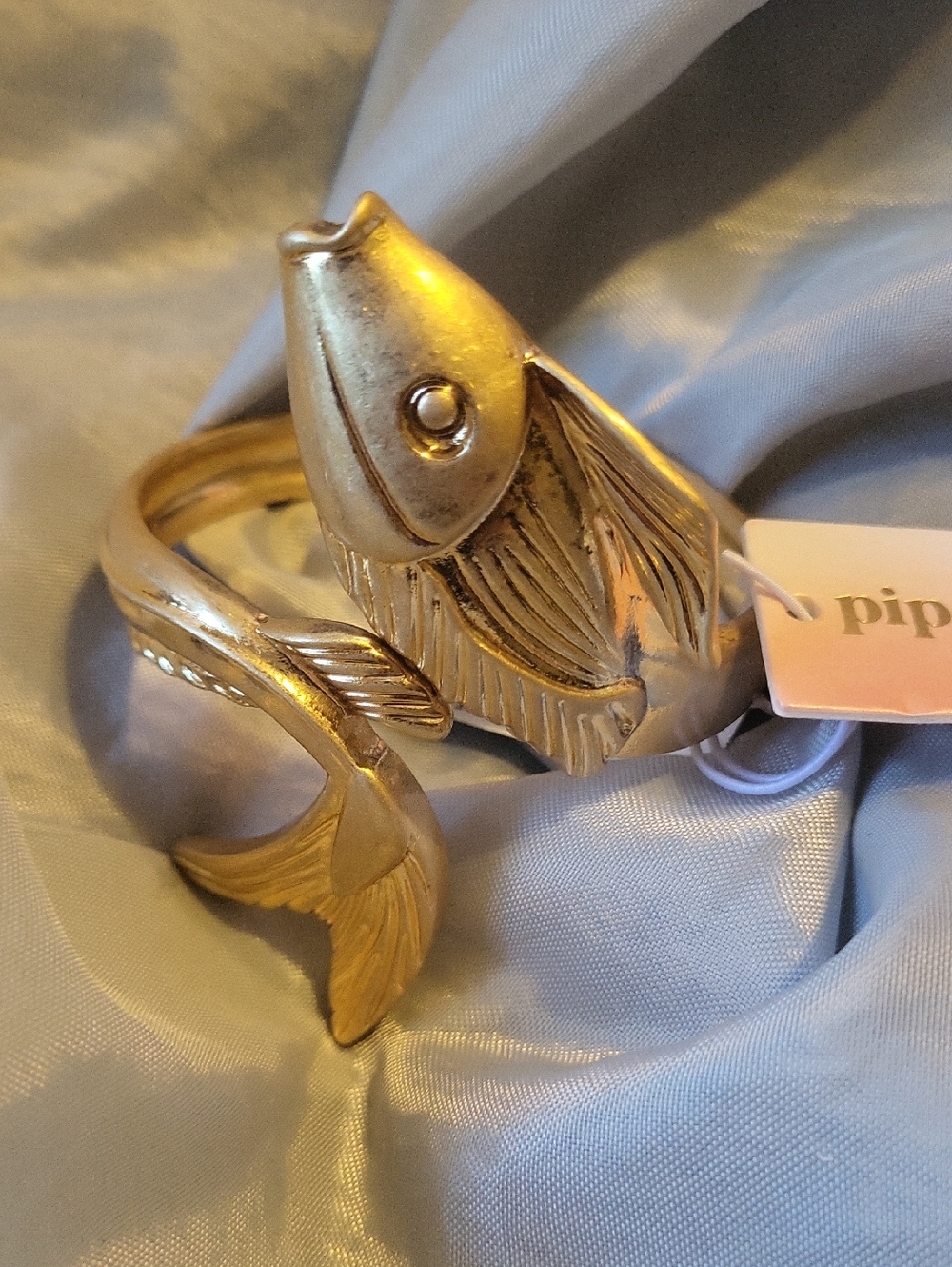 Piper K Fish Design golden Toned Hinged Bracelet Ti Rt Te Brushed Matt Finish